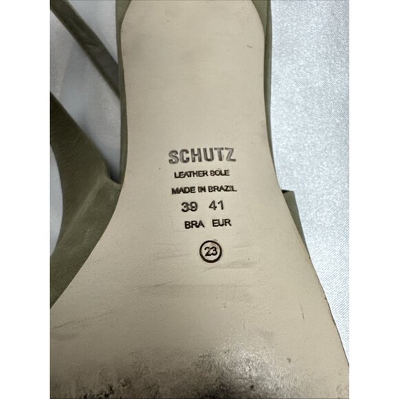 Schutz Olive Green Suede Pointed Toe Slingback Kitten Heels Size 8 - Picture 9 of 10